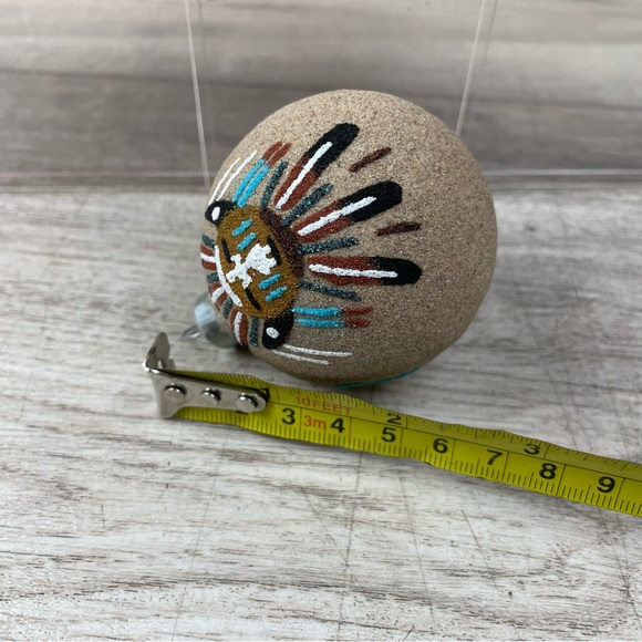 NATIVE AMERICAN NAVAJO SAND PAINTING BALL ORNAMENT SUN FACE Gloria Nez - Picture 6 of 6